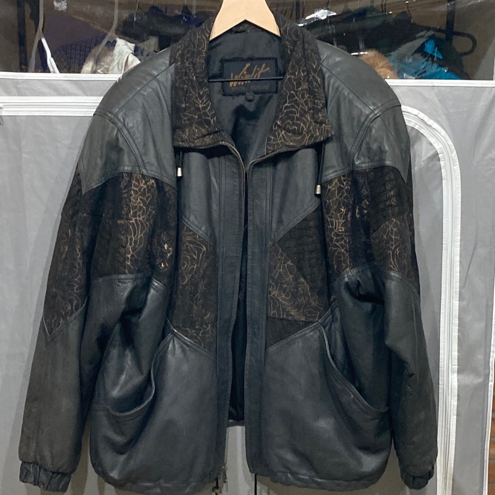 VTG Winlit Genuine Butter Leather Heavyweight Bomber Jacket Patchwork Inserts 2X